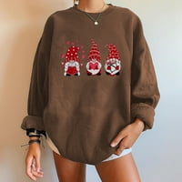 Сладки графични суичъри за жени модни жени принтове O-обед пуловер върхове дълги ръкав удобна блуза суичър кафе s