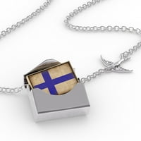 Флаг на колието с медалство във Финландия с винтидж поглед в сребърен плик новородено