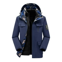Фатуов Мъжки пуфер палто зима Памук Дълъг ръкав продажба Качулати Открит Тъмно синьо Якета