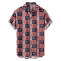 4 юли Мъжка хавайска риза САЩ национален флаг риза яка 3д печат ежедневно с къс ръкав печат облекло основен преувеличен дизайнер