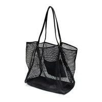 Asdomo Mesh Beach Tote чанта за жени чанти за рамо за пазаруване за пикник Основни неща