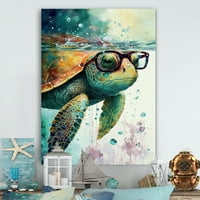Дизайнерска костенурка с очила в океана