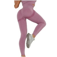 Жените чист цвят хип-вдигане спорт фитнес бягане с висока талия йога панталони корема контрол клек доказателство ултра мек лек спорт Каприс