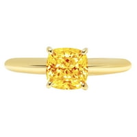 1.5 КТ възглавница нарязани Жълт естествен Цитрин 14к жълто злато гравиране изявление Годишнина годеж сватба пасианс пръстен размер 9.75
