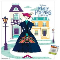 Дисни Мери Попинз се завръща-илюстриран плакат на Мери Уол с щифтове, 22.375 34