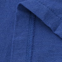 Окбоп Атлетик шорти за жени лято твърди Вечерен яка Дълъг ръкав дълга риза блуза + шорти панталони комплект товари Шорти Тъмно синьо л