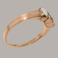 Британски направени 9K Rose Gold Real Realy London Blue Topaz & Opal Womens Promise Ring - Опции за размер - размер 5.75