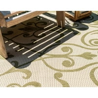 Уникален Loom Gate Indoor Outdoor Botanical Rug Green 3 '3 5' 3 Правоъгълна граница Традиционно перфектен за вход за гараж на палубата на вътрешния двор