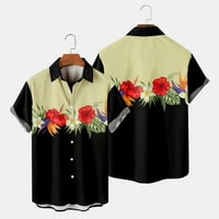 Хута ризи за мъже мода и свободно време 3D цифров печат катарама с риза с къс ръкав отгоре