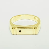 Британски направени 10K жълто злато естествено сапфир мъжки лентов пръстен - Опции за размер - размер 9.5