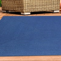 Превъзходно заплетено твърдо закрито килимче на открито, 8 '10', деним синьо