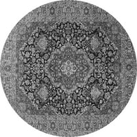 Ahgly Company Indoor Round Medallion Grey Traditional Area Rugs, 7 'Round