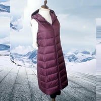 Tank Top за жени плюс размер мода есен зимен топла качулка с качулка в стил лек тегло на палто с жилетка с жилетка с жилетка