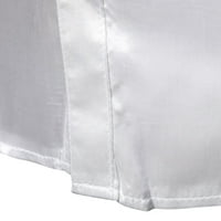 Wozhidaose ризи с дълъг ръкав за мъже Мъжки солиден бутон тънък прилягане на яка на яка с дълъг ръкав с мъжки ризи за блуза Мъжки ризи бели XL