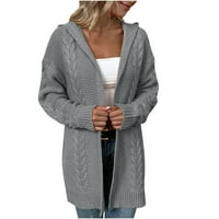 Клирънс дамски отворен фронт с дълъг ръкав нахален плетен жилетки пуловери Разхлабени леки палти от палто от палто от палто