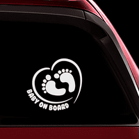 Бебе на борда на стикер за автомобили Забавна сладка предпазна предпазливост Декал знак за прозорец на колата и броня Няма нужда от магнит или смукателна чаша - отпечатък в сърцето