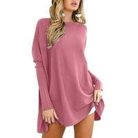 Wendunide Hoodies for Women Everable Thiss for Women Tunic Tops, които да носите с гамаши с дълъг ръкав есенни пуловери, облечени върхове женски тениски горещо розово m