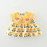 Lamuusaa бебе бебе момичета принцеса рокля, флорална печат на яка без ръкави рокля за безлика лятна сладка сладка рокля