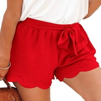 Grianlook жени Небрежни високи талии къси горещи панталони твърди цветни еластични талия летни плажове къси панталони празници Бермудски дъна
