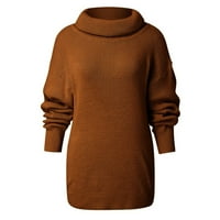 Levmjia пуловери за жени плюс солидна ежедневна рамо джобни плетени пуловерни плоски отгоре