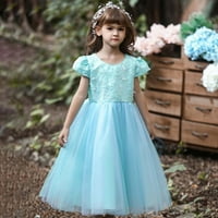 Момиче от малко дете тюл без ръкави за сватбена конкурса за сватбена рокля за първи рожден ден рокля с дантела 6- години бебешка рокля - летни спестявания клирънс