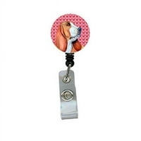 Basset Hound Valentines Love and Hearts Retractable Badge Reel или ID притежател с клип