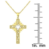 Злато ръчно изработени 10к злато сърце дизайн Кръст чар висулка