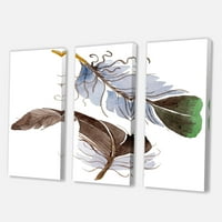 Абстрактно Зелено Птиче Перо От Крило Живопис Платно Изкуство Печат