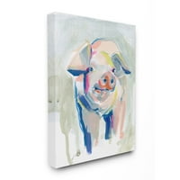 Ступел Начало Дé Цветен прасе ферма животни живопис платно стена изкуство от Дженифър Пакстън Паркър