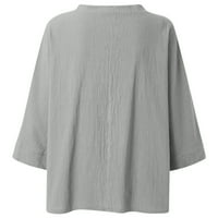 Просвета ризи с дълъг ръкав за ежедневни отпечатани от жените три четвърт ръкав тениска блуза разхлабени върхове