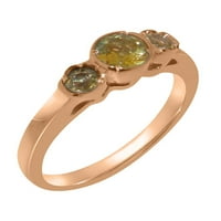 Британски направени 9k Rose Gold Natural Peridot Womens Anniversary Ring - Опции за размер - размер 11.5