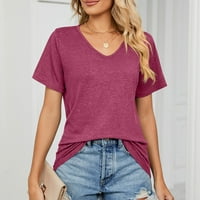 Zodggu tunic basic tees тениски за жени спестявания с къс ръкав женски върхове солиден цвят блуза лятна мода v кичури меки удобни свободни ежедневни тийнейджъри винтидж модерно вино 6