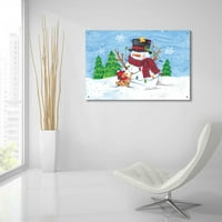 Епично изкуство „Снежен човек и коледни светлини“ от Даян Катер, изкуство за акрилно стъкло, 36 x24