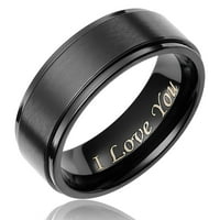 Кавалер бижутери мъжки сватбен пръстен в титаново черно покритие пръстен-гравиран Обичам те