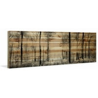 Парвез Тадж панорамна Горска живопис печат върху естествена борова дървесина