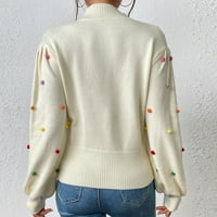 Медена женска мода случайни цвят Дълъг ръкав кръг врата Пуловер