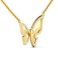 14k твърда златна колие с пеперуда, колие с диамант пеперуда, минималистично огърлица, подарък за нея