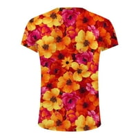 Женски върхове Trendswomen's Round Neck Printing Rish Tees къс ръкав лятна тениска върхове блуза червен L Z4992