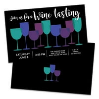 Персонализирани Печатни Чаши За Вино Покана За Дегустация На Вино, Минимално Количество 8, Включени Пликове