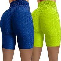 Pgeraug панталони за жени с висока талия йога къси панталони с джобове, работещи с фитнес тренировка, мотоциклетисти за йога панталони сини L