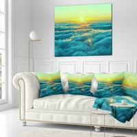 Дизайнарт красив залез над сини облаци-пейзажна печатна възглавница за хвърляне-16х16
