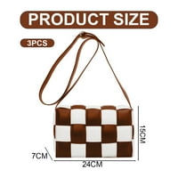 Женска тъкана кръстосана чанта възглавница каишка за раменна чанта с верига чанта с малка квадратна чанта - кафяво