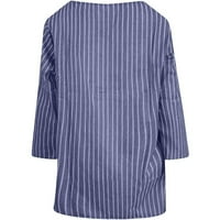 Дамски блузи с къс ръкав печатни блуза ежедневни жени тениски Кръгли деколте лятна туника ризи синьо 4ХЛ