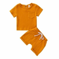 RealhomeLove бебешки момчета дрехи комплект за деца бебета за бебета, твърди риза + памучна марлянка, лятно облекло с джобове 0-4t