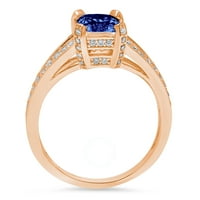 2.45 КТ смарагд нарязани синьо симулиран танзанит 14к розово злато годишнина годежен пръстен размер 5.5
