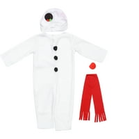 Деца коледен снежен човек косплей костюм производителност костюм с шал червен нос