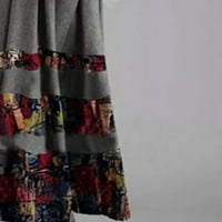 Клирънс рокли за жени Лято дълъг ръкав Бохемски дълги флорални щампи Поли Рокля сиво 3XL