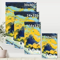Дизайнарт 'абстрактна мраморна композиция в синьо и жълто и' модерен Принт за стена от платно