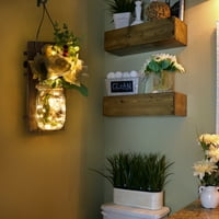 Декорация на стена за стена, рустикални стенни свещи с светодиодни светлини с дистанционно управление, декоративна свещ за окачване на ферма с шампанско златни рози за хол, коридор, спалня
