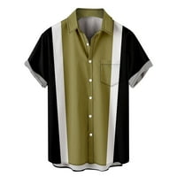 Ризи За Мъже Мода Принт С Къс Ръкав Копче-Надолу Ризи Жълто Момчето
